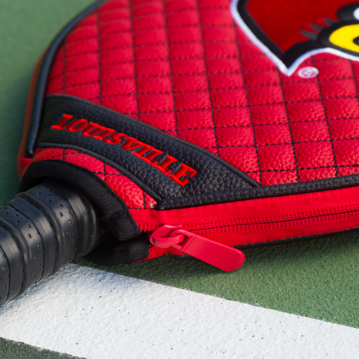 Louisville Cardinals quilted pickleball paddle cover team name