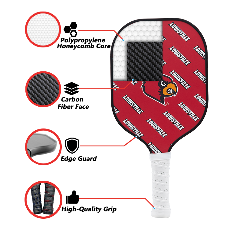 Louisville Cardinals standard pickleball paddle additional view