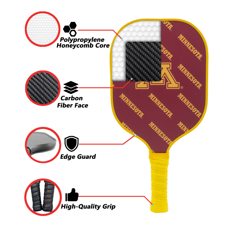 Minnesota Golden Gophers standard pickleball paddle additional view