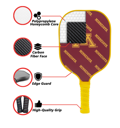 Minnesota Golden Gophers standard pickleball paddle additional view
