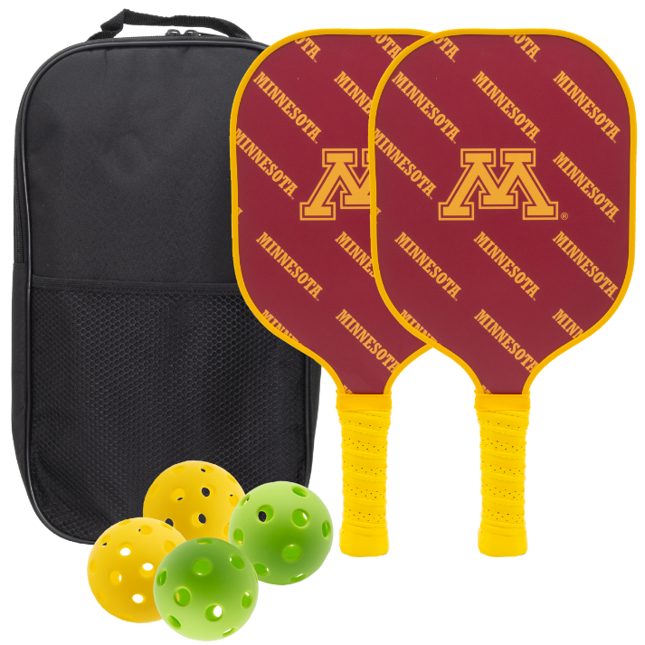 Minnesota Golden Gophers pickleball paddle set with balls and carry case