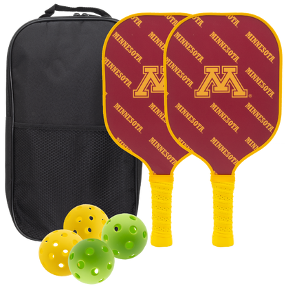 Minnesota Golden Gophers pickleball paddle set with balls and carry case