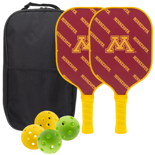 Minnesota Golden Gophers pickleball paddle set with balls and carry case