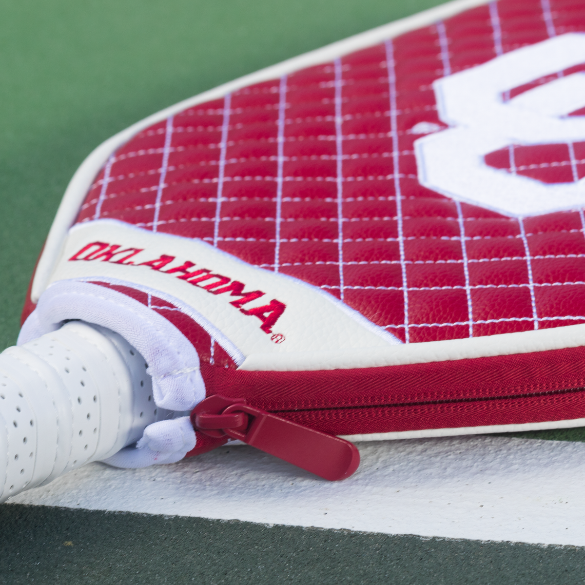 Oklahoma Sooners quilted pickleball paddle cover team name