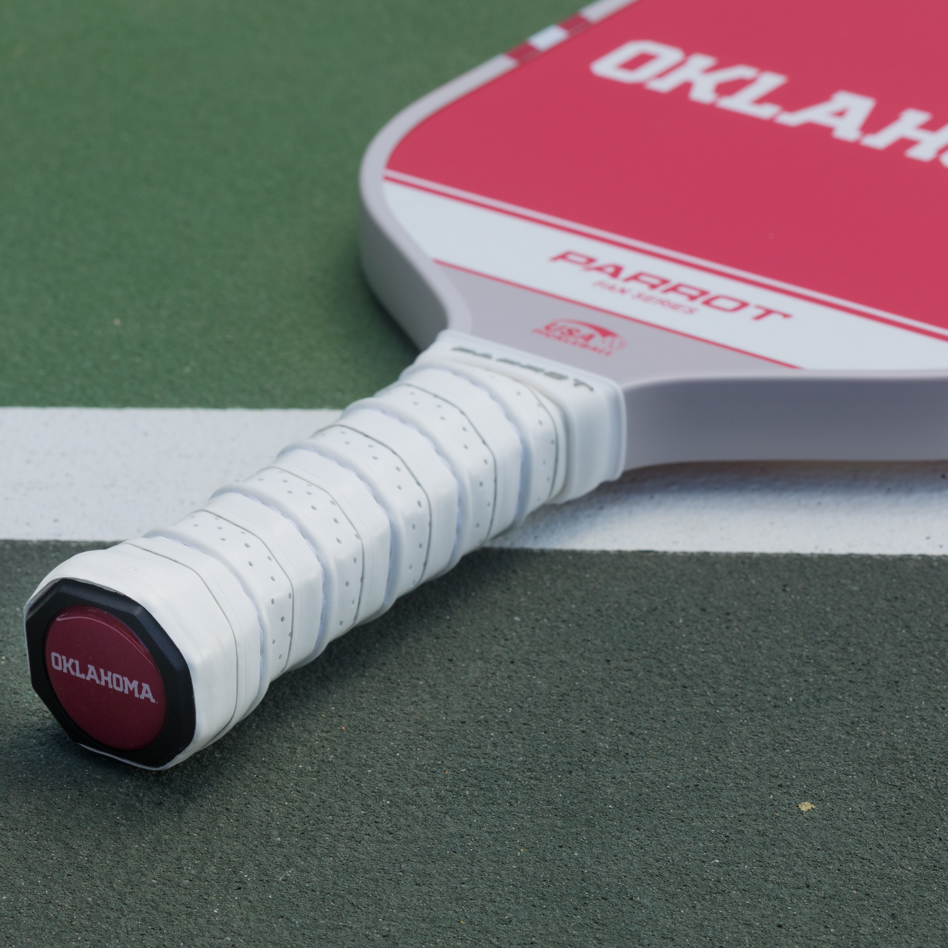 Oklahoma Sooners Sport Plus pickleball paddle on the court