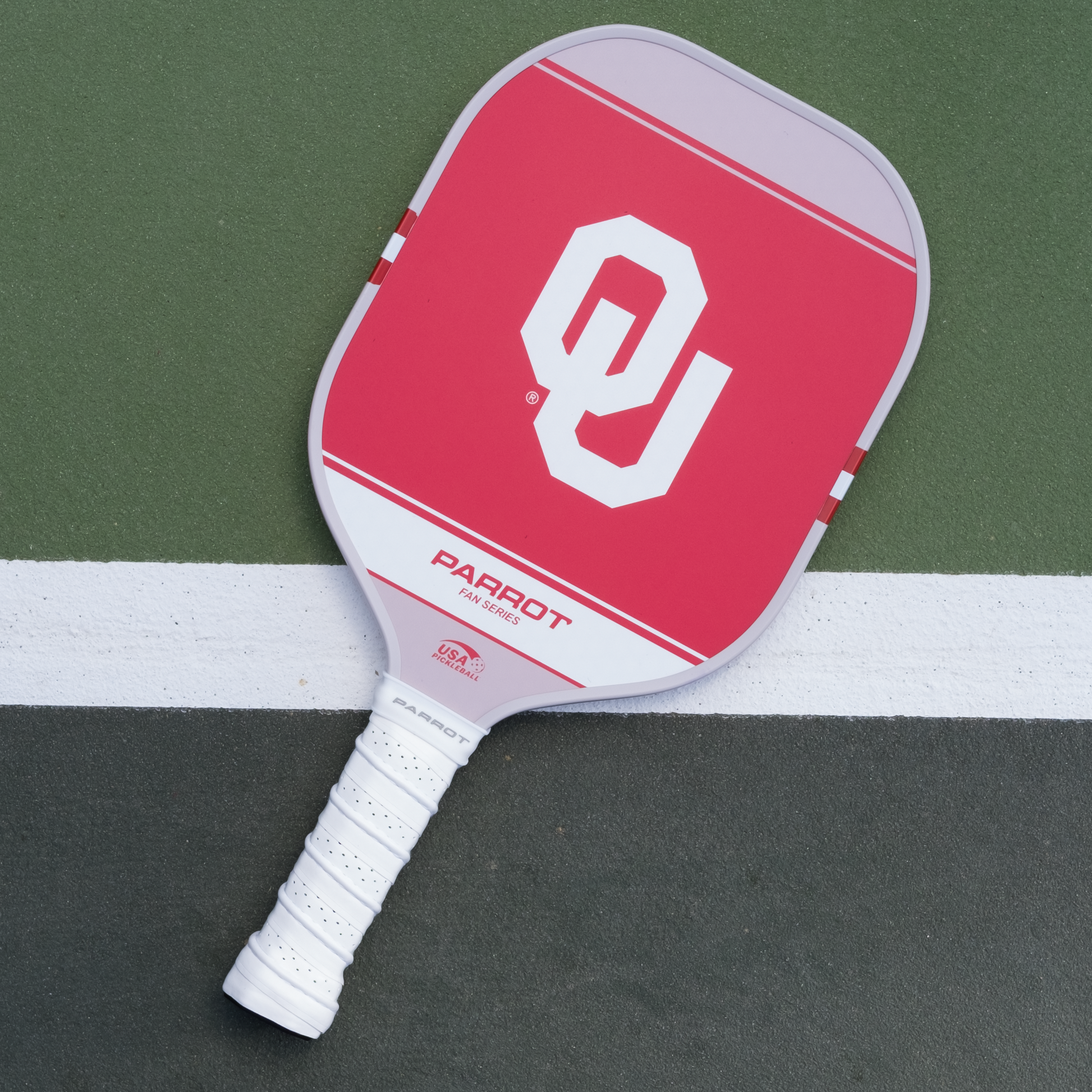 Oklahoma Sooners Sport Plus pickleball paddle back view on the court
