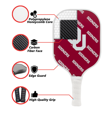 Oklahoma Sooners standard pickleball paddle additional view