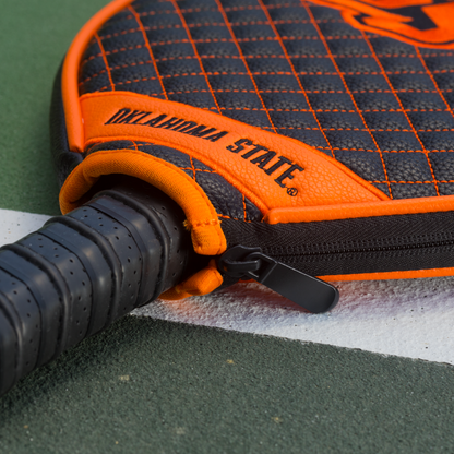 Oklahoma State Cowboys quilted pickleball paddle cover team name