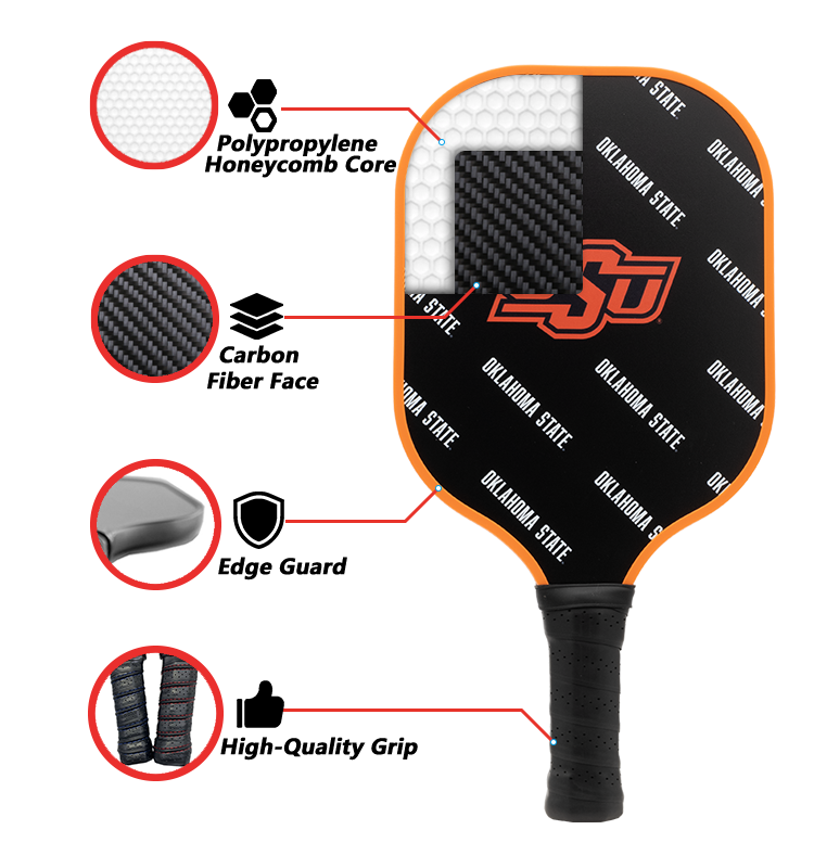 Oklahoma State Cowboys standard pickleball paddle additional view
