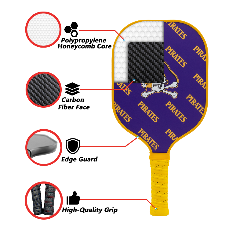 East Carolina Pirates standard pickleball paddle additional view