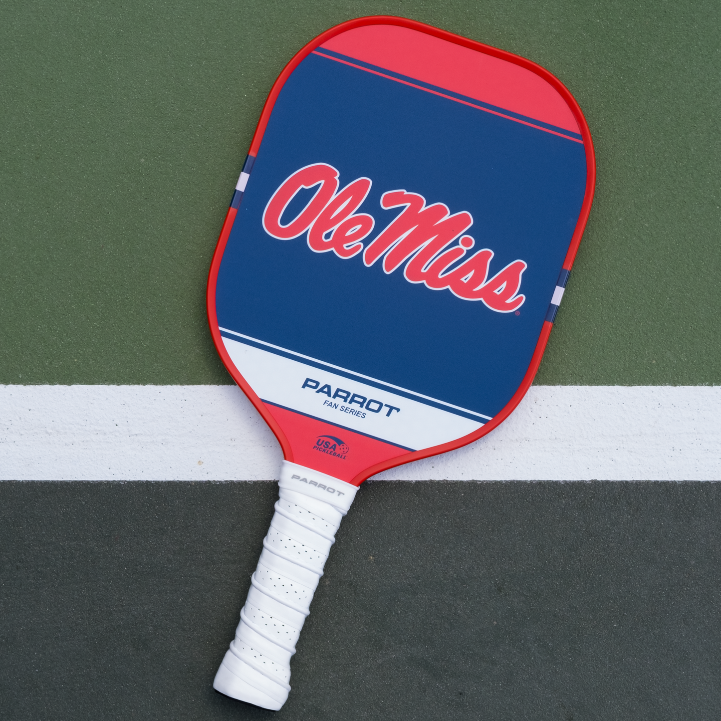 Ole Miss Rebels Sport Plus pickleball paddle back view on the court