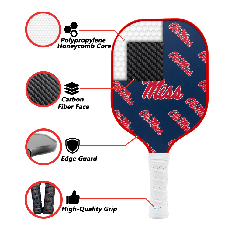 Mississippi Rebels standard pickleball paddle additional view
