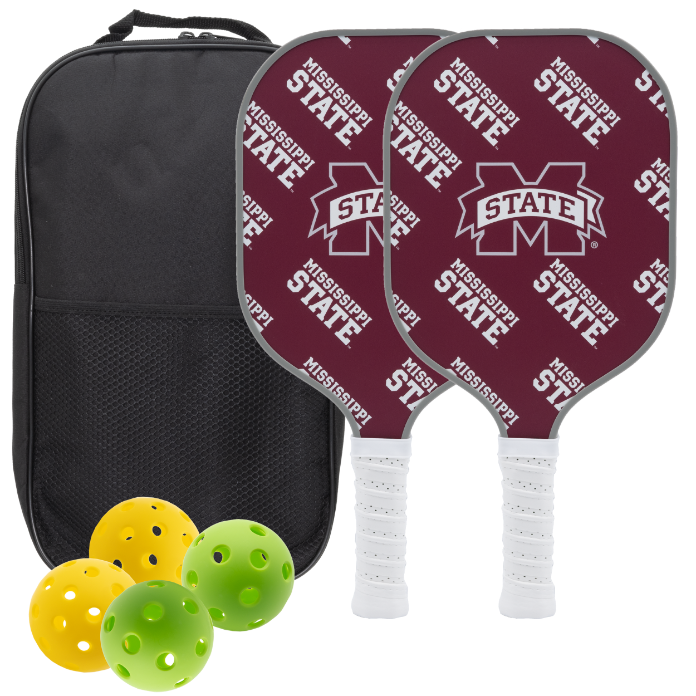 Mississippi State Bulldogs pickleball paddle set with balls and carry case