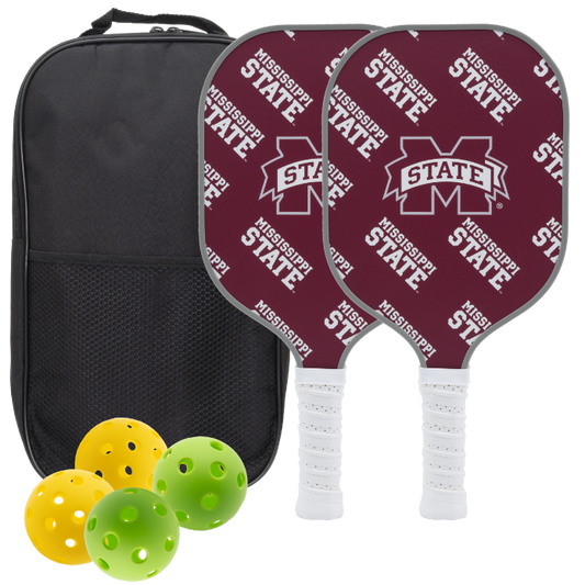Mississippi State Bulldogs pickleball paddle set with balls and carry case
