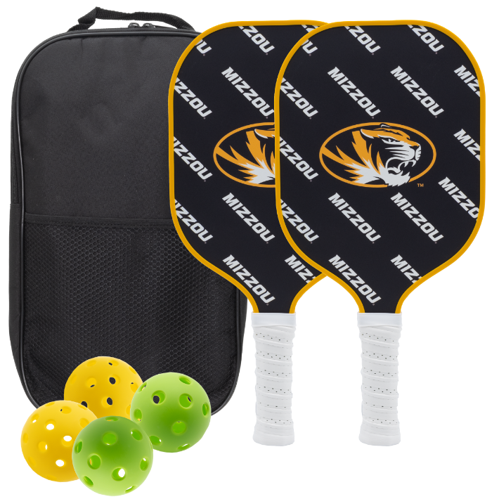 Missouri Tigers pickleball paddle set with balls and carry case