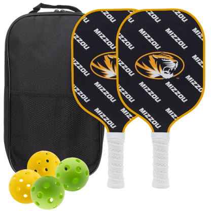 Missouri Tigers pickleball paddle set with balls and carry case