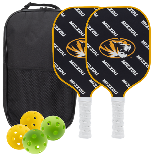 Missouri Tigers pickleball paddle set with balls and carry case