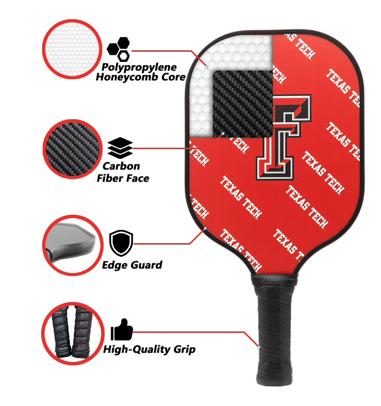 Texas Tech Red Raiders standard pickleball paddle additional view