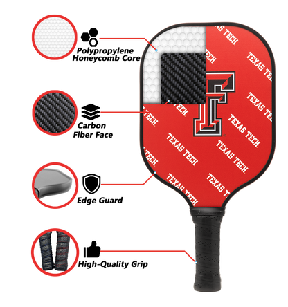 Texas Tech Red Raiders standard pickleball paddle additional view