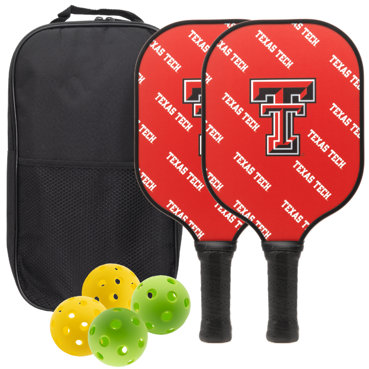Texas Tech Red Raiders pickleball paddle set with balls and carry case
