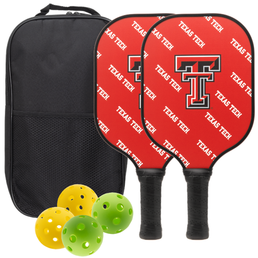 Texas Tech Red Raiders pickleball paddle set with balls and carry case