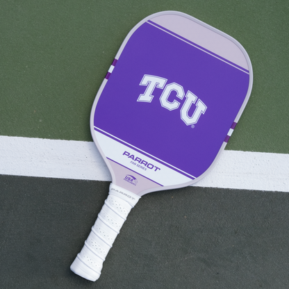 TCU Horned Frogs Sport Plus pickleball paddle back view on the court