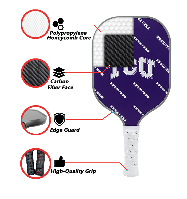 TCU Horned Frogs standard pickleball paddle additional view