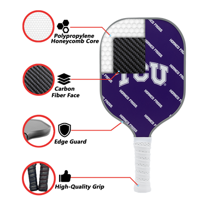 TCU Horned Frogs standard pickleball paddle additional view