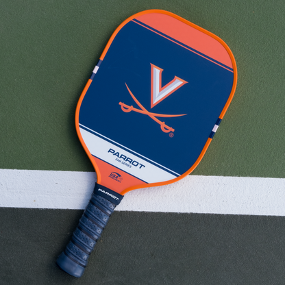 Virginia Cavaliers Sport Plus pickleball paddle back view on the court