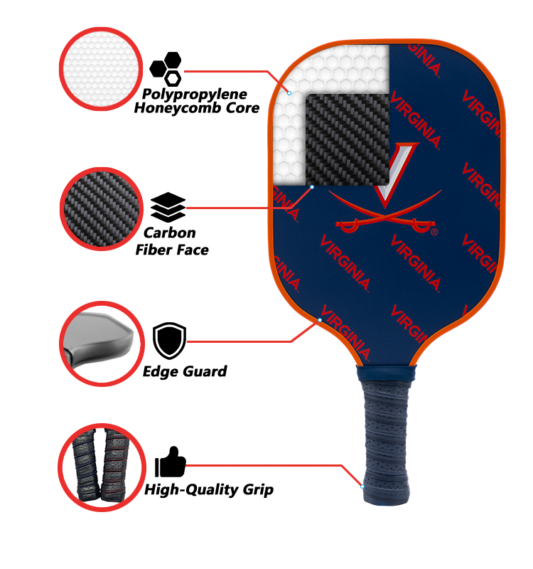 Virginia Cavaliers standard pickleball paddle additional view