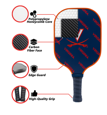 Virginia Cavaliers standard pickleball paddle additional view