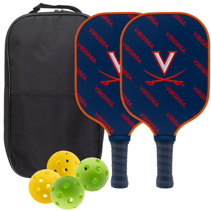 Virginia Cavaliers pickleball paddle set with balls and carry case