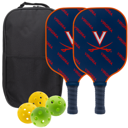 Virginia Cavaliers pickleball paddle set with balls and carry case