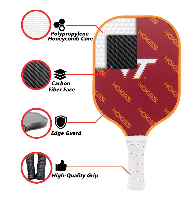 Virginia Tech Hokies standard pickleball paddle additional view