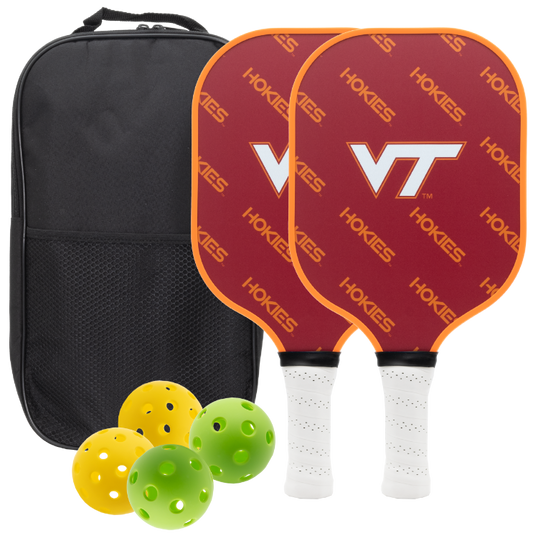 Virginia Tech Hokies pickleball paddle set with balls and carry case