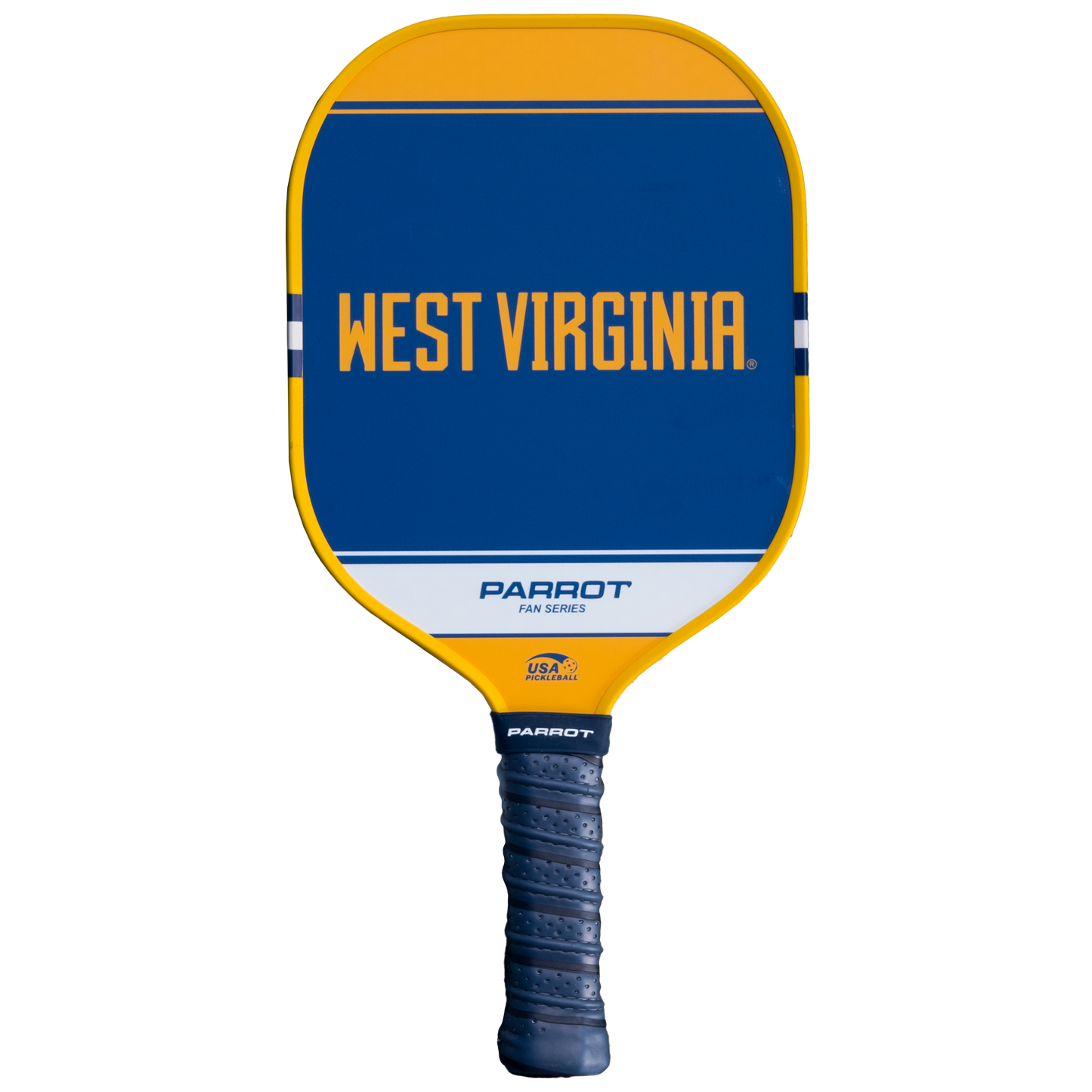 West Virginia Mountaineers Sport Plus pickleball paddle back view