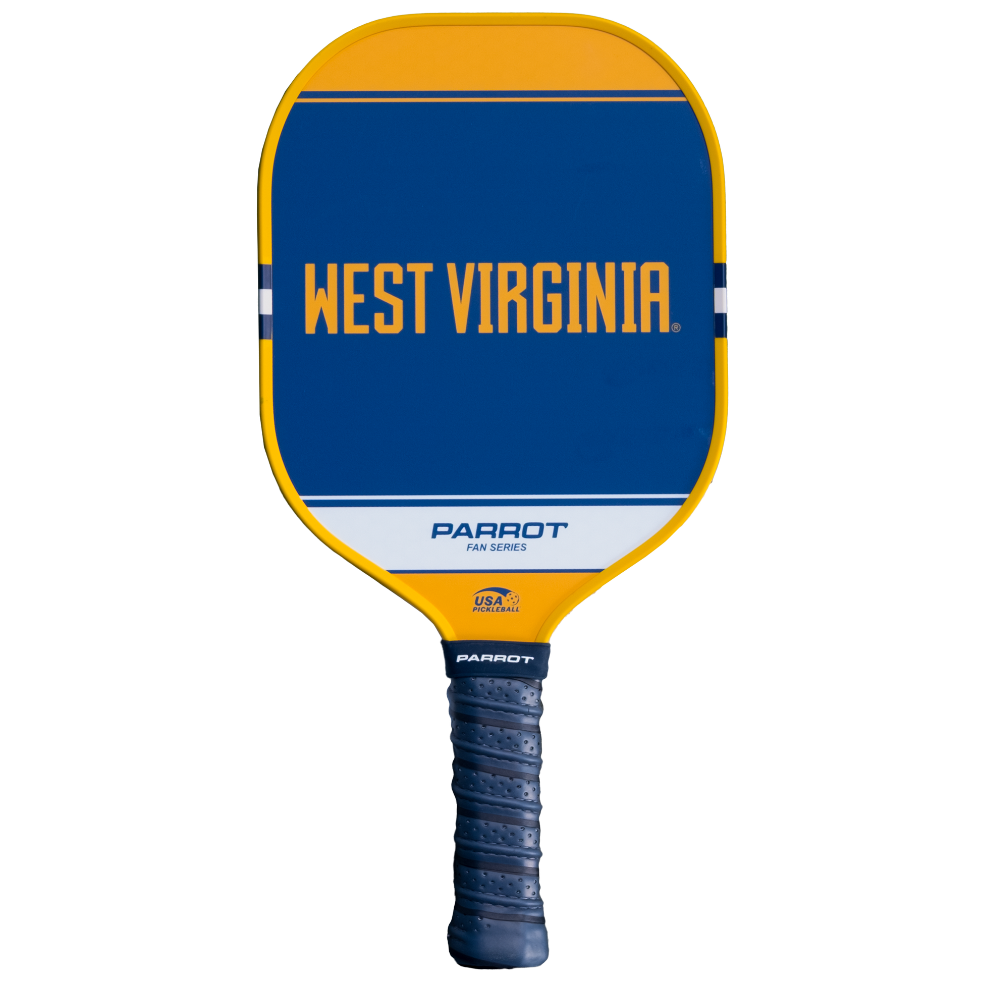 West Virginia Mountaineers Sport Plus pickleball paddle back view