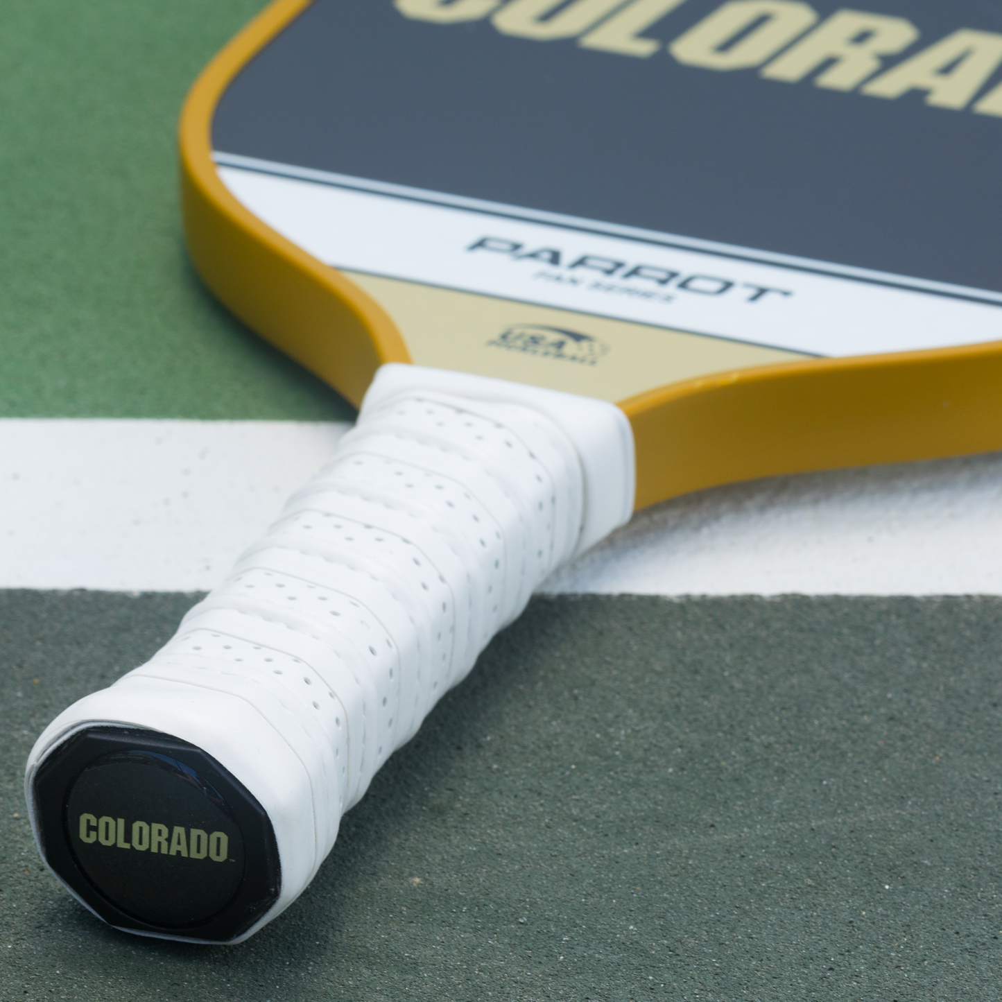Colorado Buffaloes Sport Plus pickleball paddle on the court