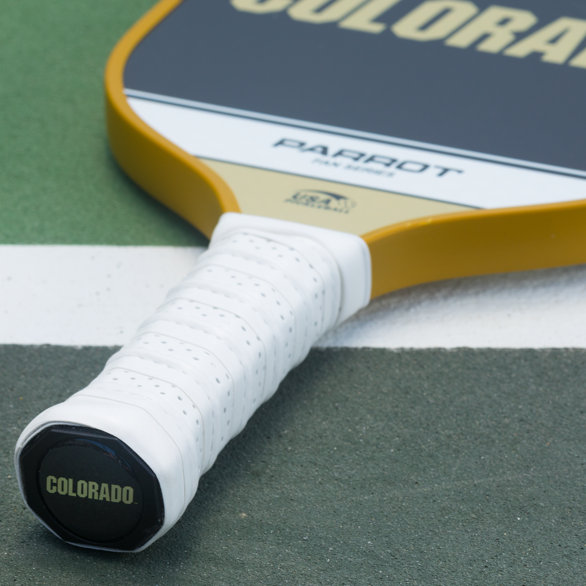 Colorado Buffaloes Sport Plus pickleball paddle on the court