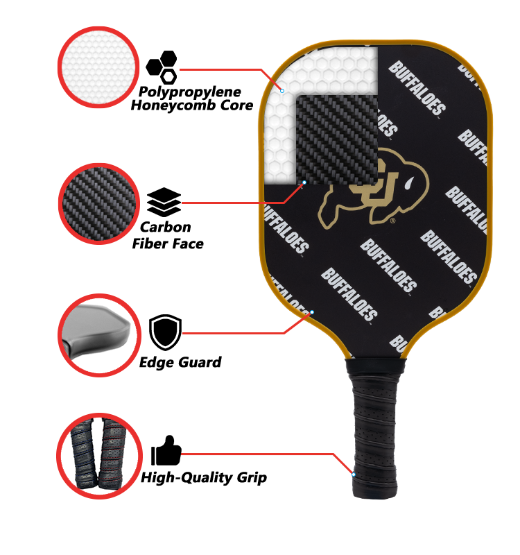 Colorado Buffaloes standard pickleball paddle additional view
