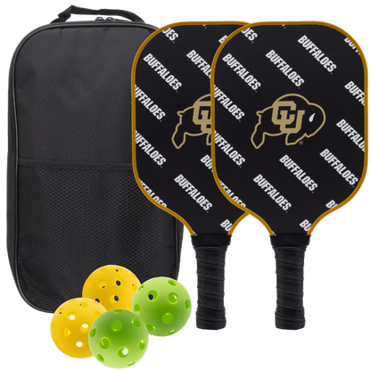 Colorado Buffaloes pickleball paddle set with balls and carry case