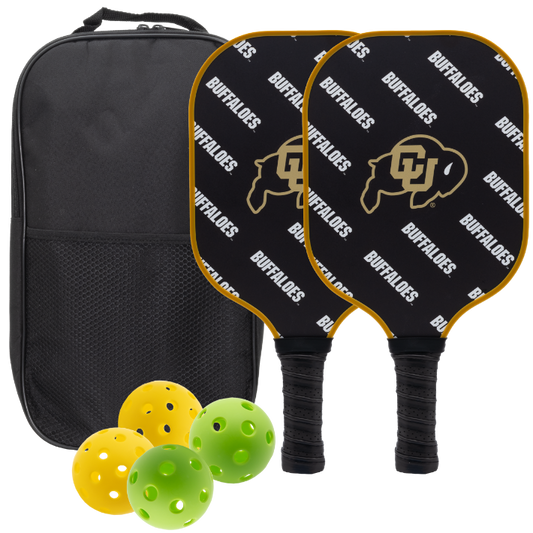 Colorado Buffaloes pickleball paddle set with balls and carry case