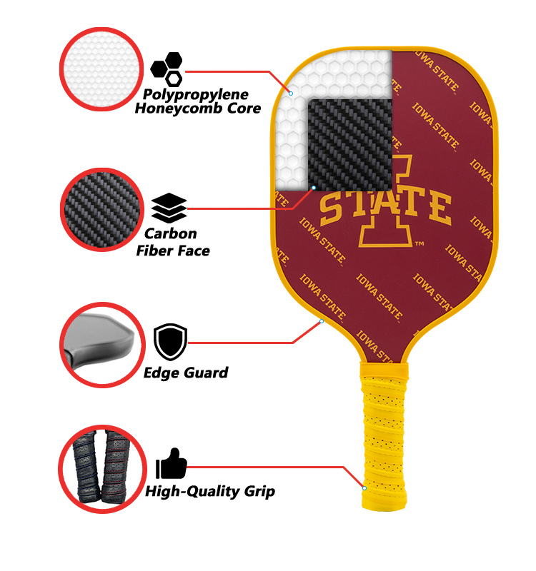 Iowa State Cyclones standard pickleball paddle additional view
