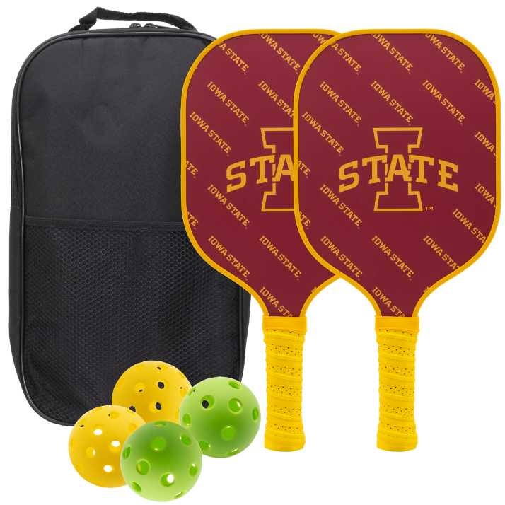 Iowa State Cyclones pickleball paddle set with balls and carry case
