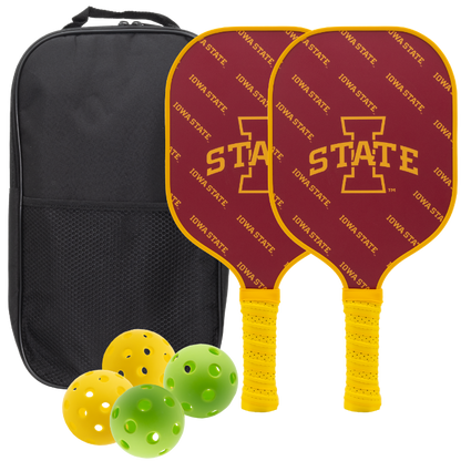 Iowa State Cyclones pickleball paddle set with balls and carry case