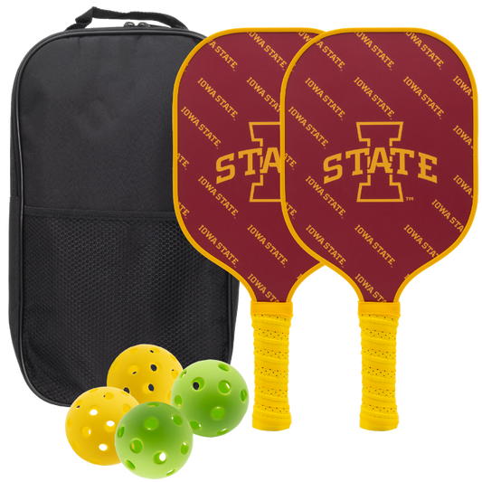 Iowa State Cyclones pickleball paddle set with balls and carry case