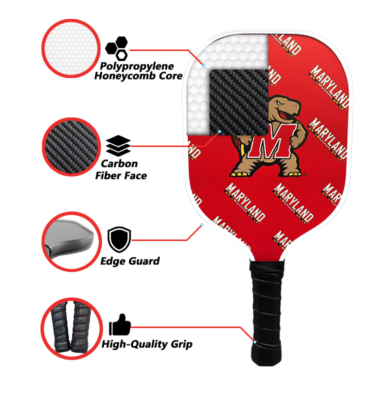Maryland Terrapins standard pickleball paddle additional view