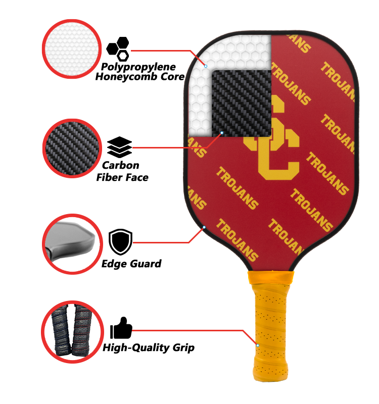 USC Trojans standard pickleball paddle additional view