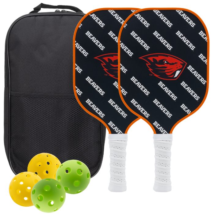 Oregon State Beavers pickleball paddle set with balls and carry case