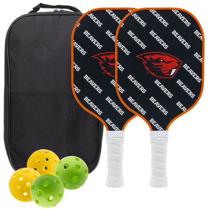 Oregon State Beavers pickleball paddle set with balls and carry case